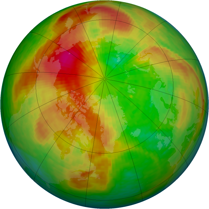 Arctic ozone map for 20 March 1994